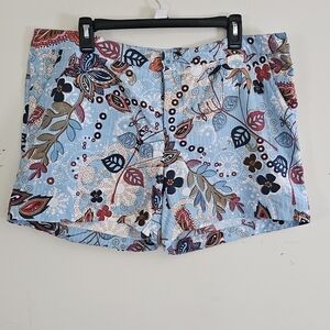 Aventura Swim Shorts Lt.Blue Tropical with Pockets Size 16